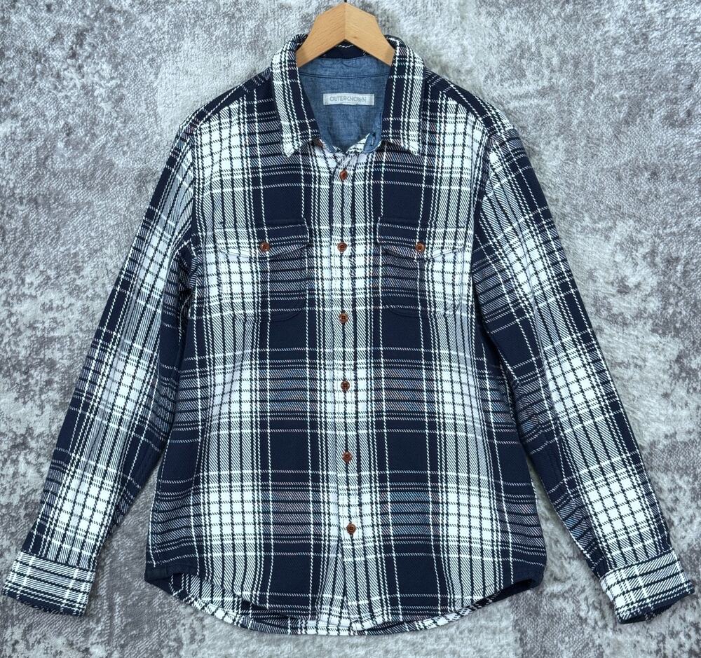 Outerknown Blanket Shirt Medium Mens Blue Plaid Button Jacket Shacket